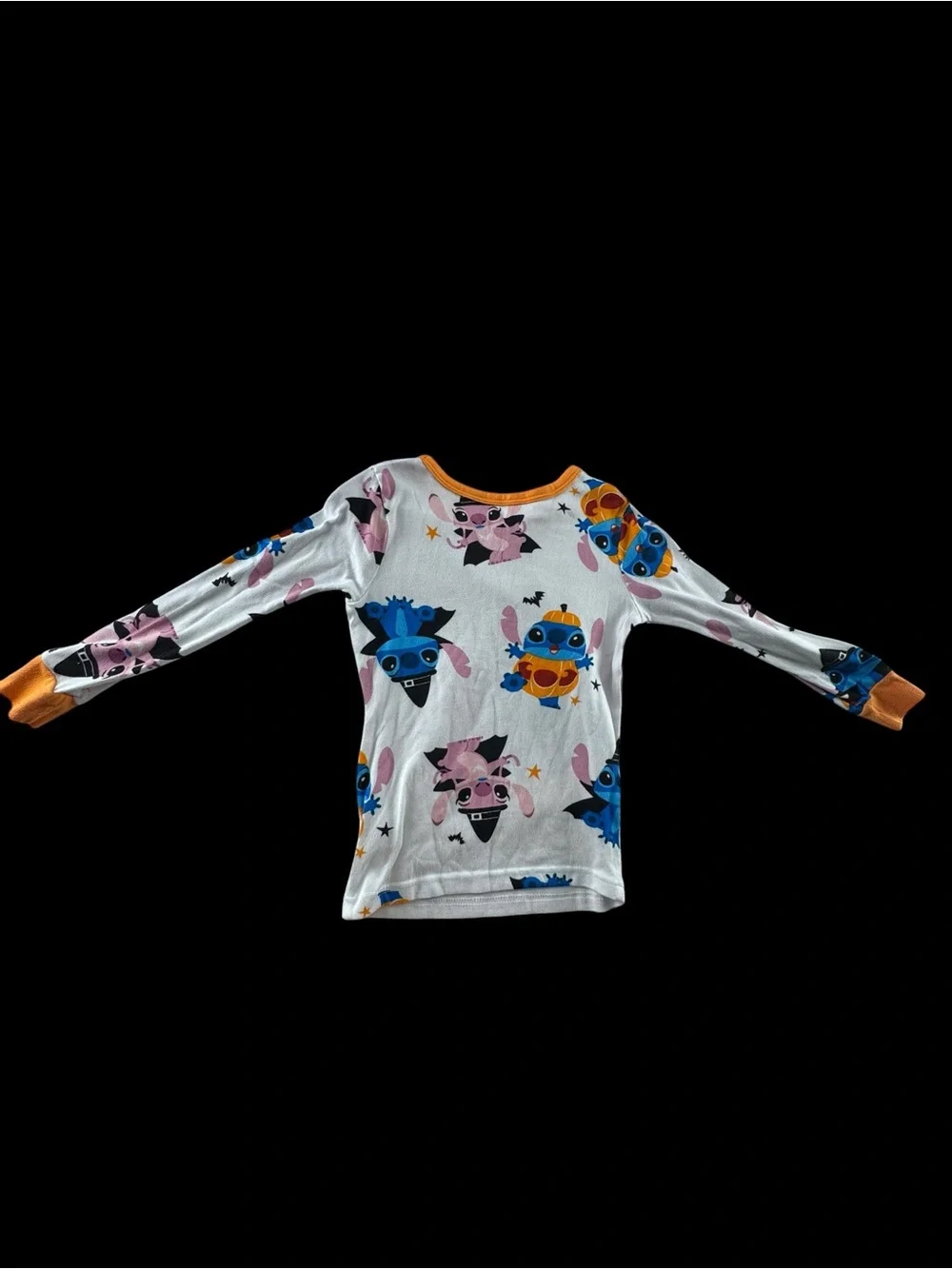 Disney Stitch Kids Halloween Pajama Set with Orange Trim and